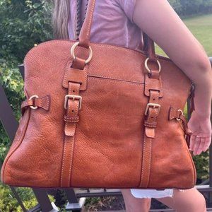 Dooney and Bourke Florentine Domed Buckle Satchel - Natural